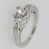 Sterling Silver Semi Mount Ring Setting Cushion CU 7x7mm Filigree Style R195 - Syzjewelry